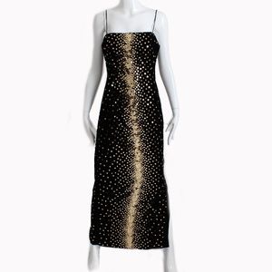 Morton Miles Evening Gown Embellished Maxi Dress Side Vent Sexy Vintage 80s Sz 4